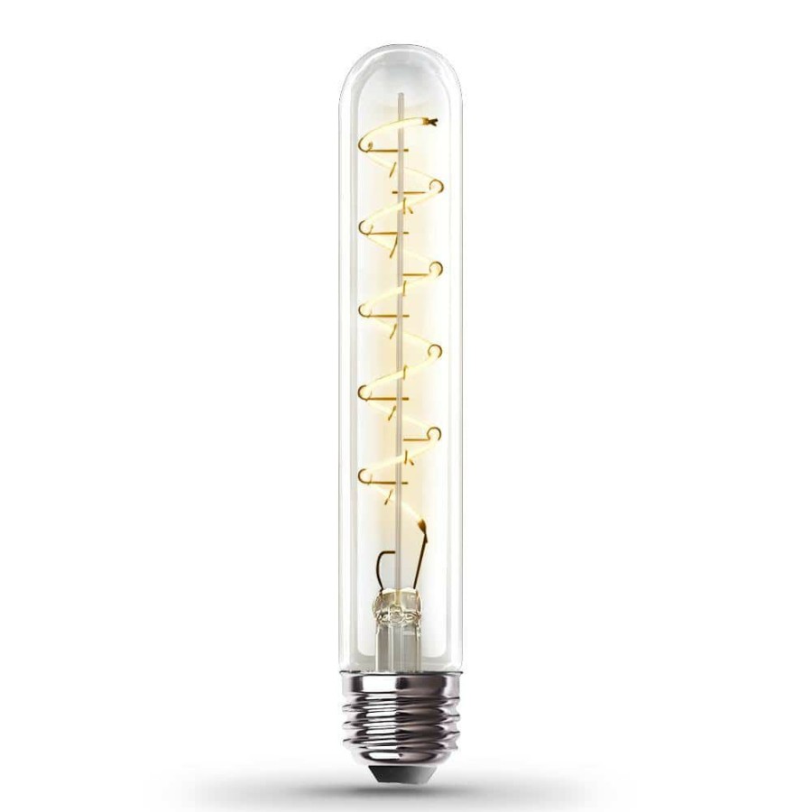 Light Bulbs * | 40-Watt Equivalent T10 Dimmable Spiral Filament Large Clear Glass E26 Vintage Edison Led Light Bulb, Soft White By Feit Electric