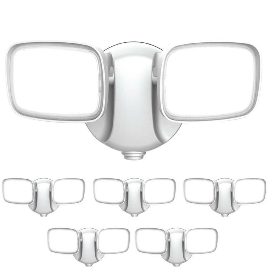 Outdoor Lighting * | 9 In. 28W White Selectable White Outdoor Integrated Led Security Wall Mount Alexa/Google Smart Wi-Fi Area Light(6-Pack) By Feit Electric