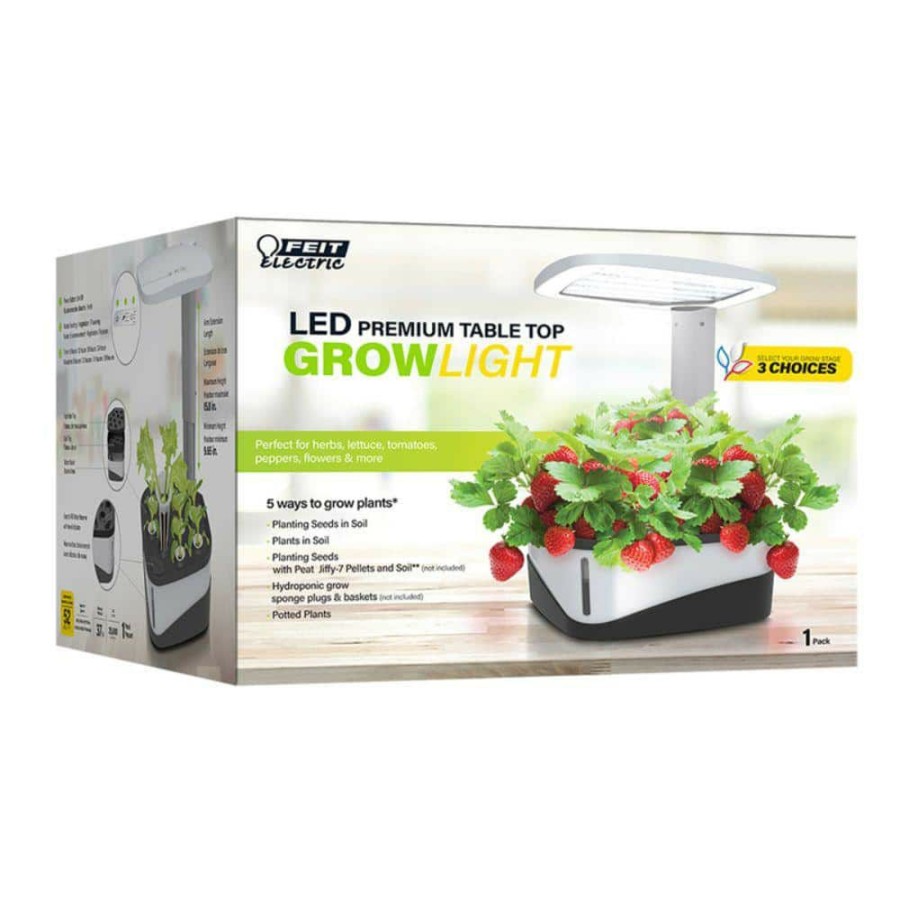 Garden Center * | 37-Watt White Indoor Led Gro-Watt Light Stand White Adjustable Light By Feit Electric