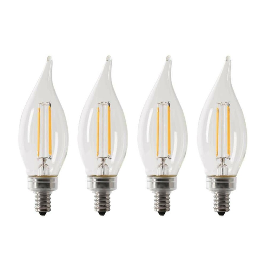 Light Bulbs * | 40-Watt Equivalent Ba10 E12 Candelabra Dimmable Filament Cec Clear Chandelier Led Light Bulb Soft White 2700K (4-Pack) By Feit Electric