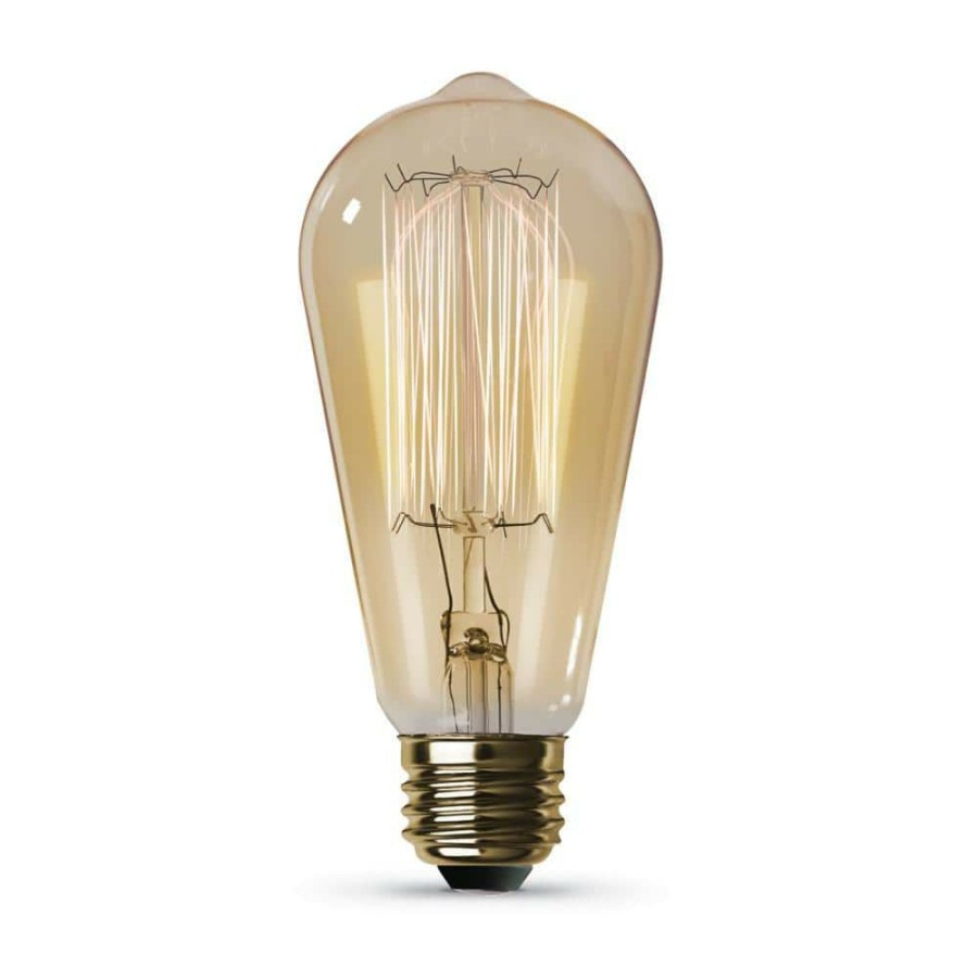 Light Bulbs * | 40-Watt St19 Dimmable Cage Filament Amber Glass E26 Incandescent Vintage Edison Light Bulb, Warm White By Feit Electric