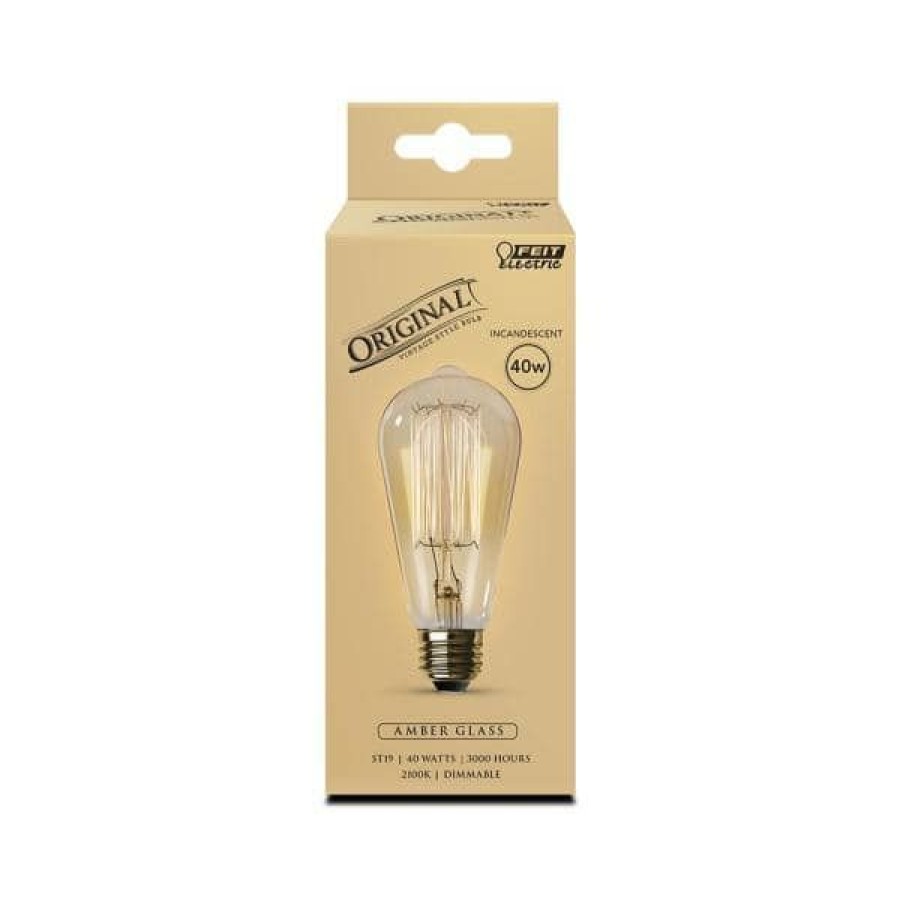 Light Bulbs * | 40-Watt St19 Dimmable Cage Filament Amber Glass E26 Incandescent Vintage Edison Light Bulb, Warm White By Feit Electric