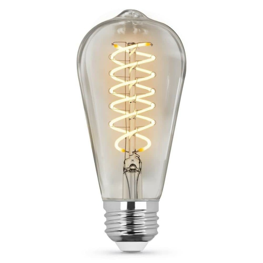 Light Bulbs * | 60-Watt Equivalent St19 Dimmable Spiral Filament Clear Glass E26 Vintage Edison Led Light Bulb, Soft White By Feit Electric