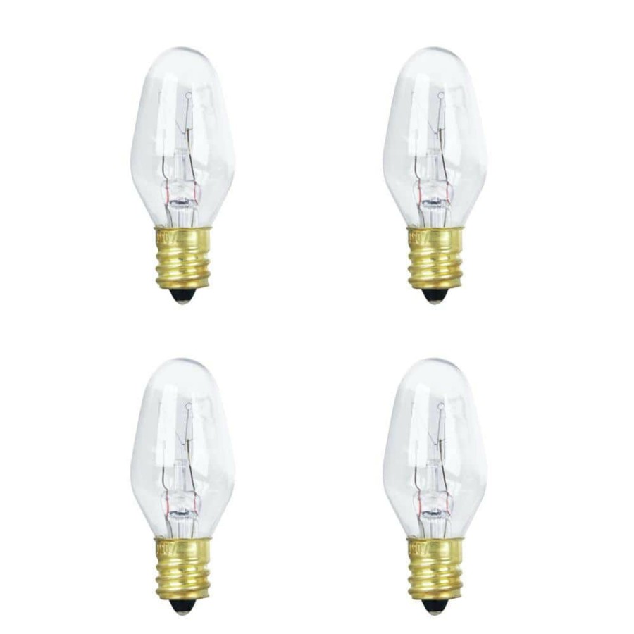 Garden Center * | 4-Watt Equivalant C7 2700K Clear Incandescent E12 Night Light Bulb (4-Pack) By Feit Electric