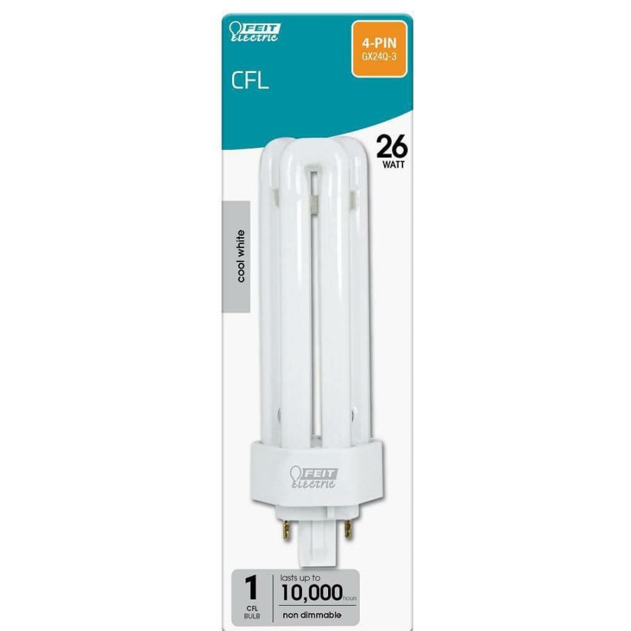 Light Bulbs * | 26-Watt Equivalent Pl Cflni Triple Tube 4-Pin Gx24Q-3 Base Compact Fluorescent Cfl Light Bulb, Cool White 4100K By Feit Electric