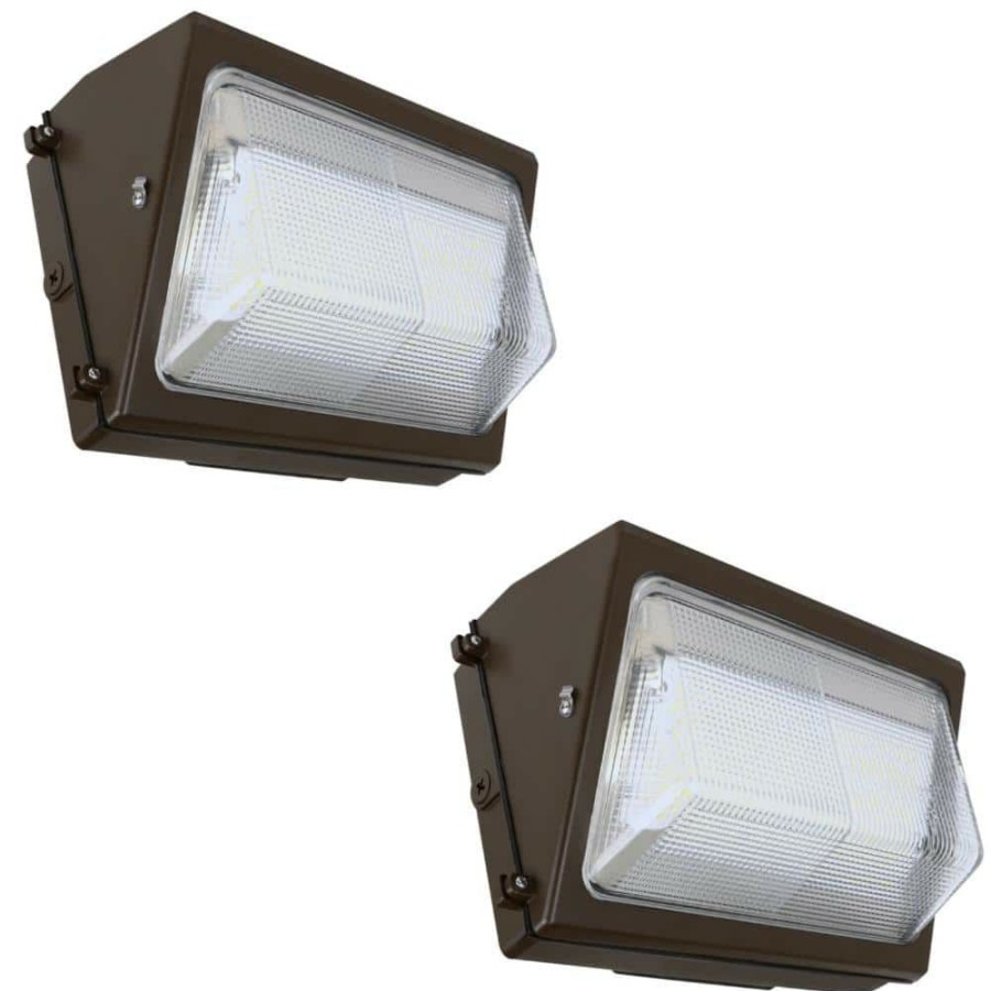 Outdoor Lighting * | 15 In. 126-Watt Integrated Led Bronze Outdoor Security Commercial Wall Pack Light, Daylight 5000K (2-Pack) By Feit Electric