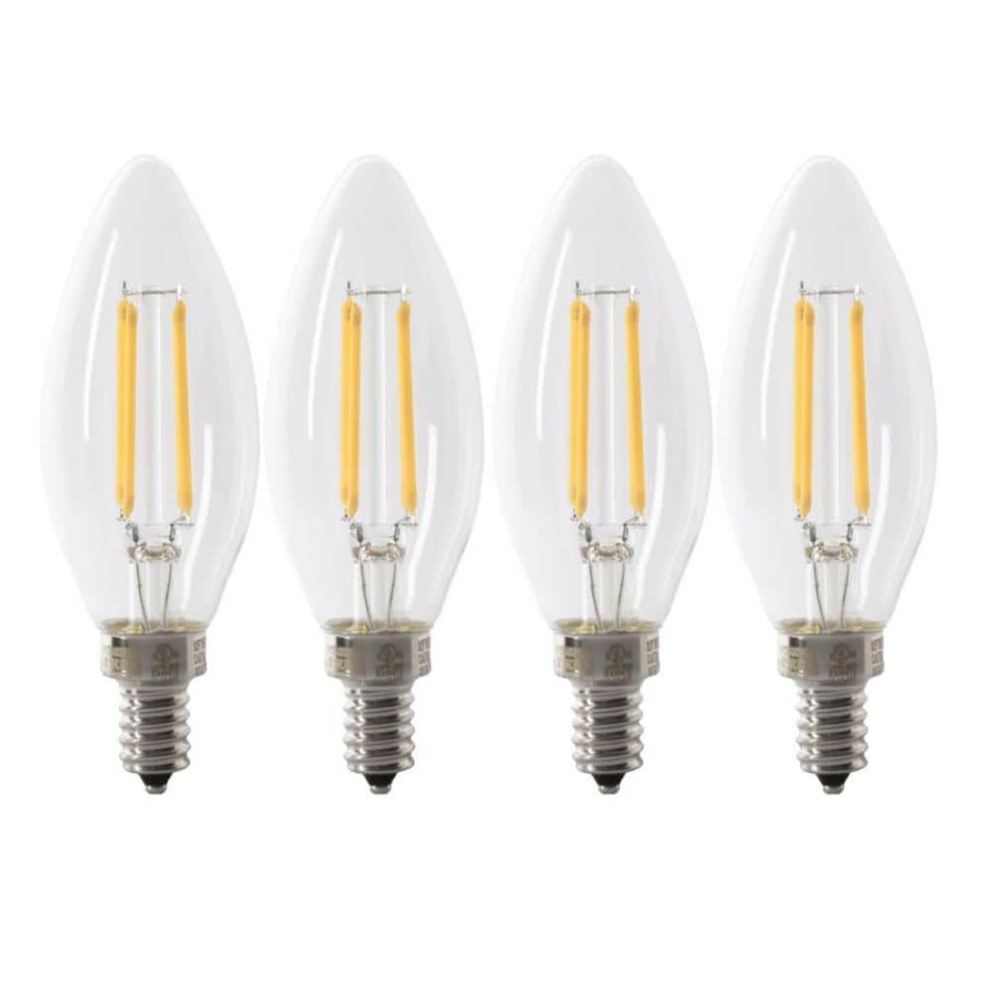 Light Bulbs * | 40-Watt Equivalent B10 E12 Candelabra Dimmable Filament Cec Clear Glass Chandelier Led Light Bulb Bright White (4-Pack) By Feit Electric