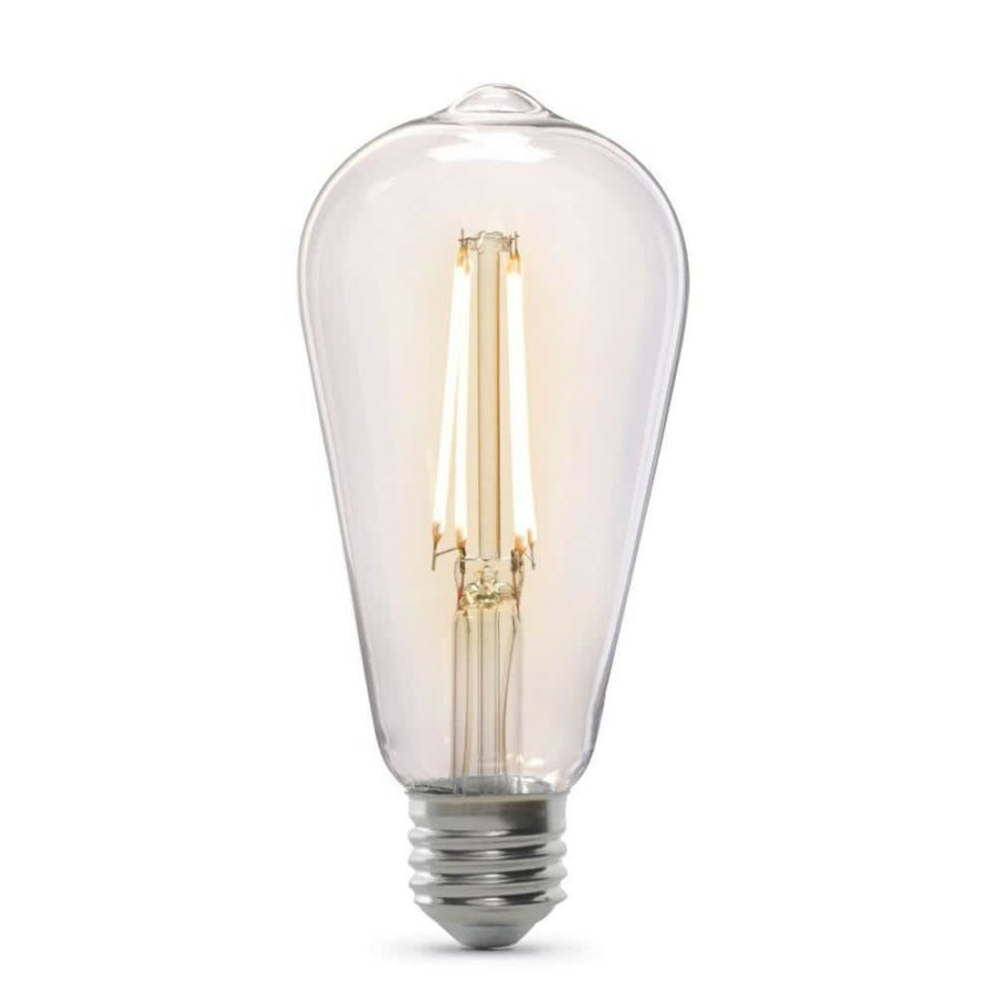 Light Bulbs * | 60-Watt Equivalent St19 Straight Filament Dusk To Dawn Clear Glass E26 Vintage Edison Led Light Bulb, Soft White By Feit Electric