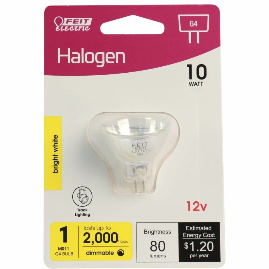 Light Bulbs * | 10-Watt Bright White (2700K) Mr11 G4 Bi-Pin Base Dimmable 12-Volt Halogen Light Bulb By Feit Electric