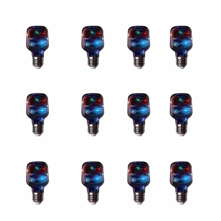 Cabinet Lights * | 11-Watt Equivalent T20 Tube E26 Fairy Light Clear Glass Led Light Bulb In Multi-Color (12-Pack) By Feit Electric