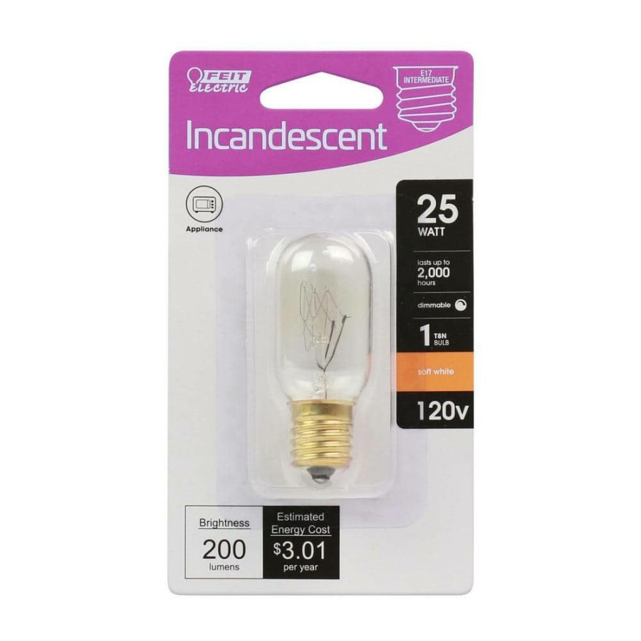 Light Bulbs * | 25-Watt T8 Dimmable E17 Base Incandescent Appliance Light Bulb, Soft White 2700K By Feit Electric