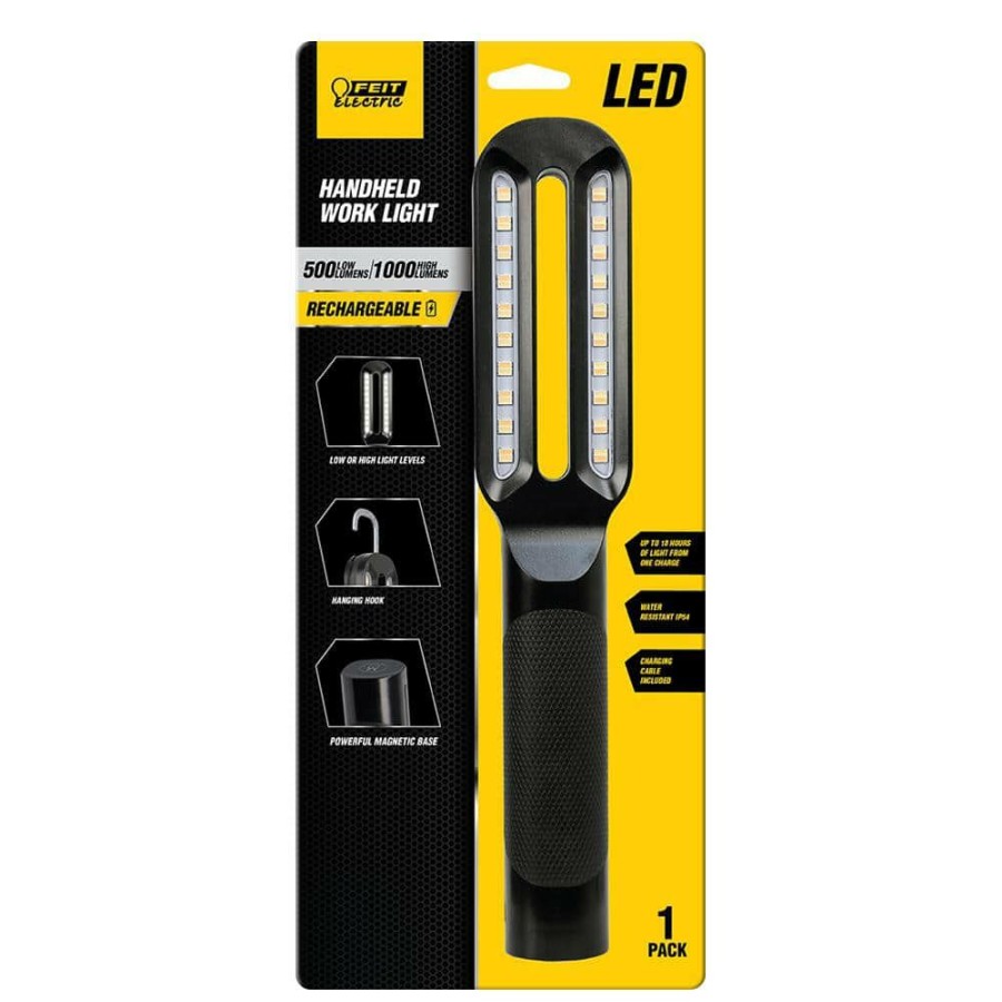 Commercial Lighting * | 1000 Lumens Ultra Bright Cob Handheld Rechargeable With Magnetic Base And Hanging Hook Led Work Light (3-Pack) By Feit Electric