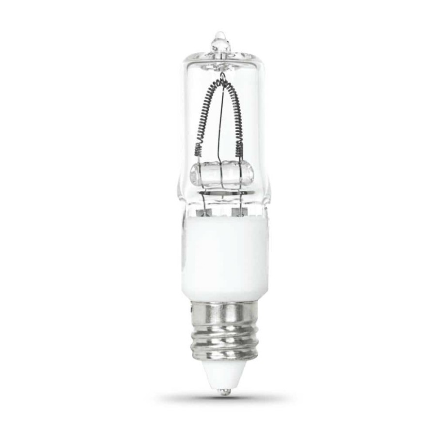 Light Bulbs * | 100-Watt Bright White (3000K) T4 Mini Candelabra E11 Base Dimmable Halogen Light Bulb By Feit Electric