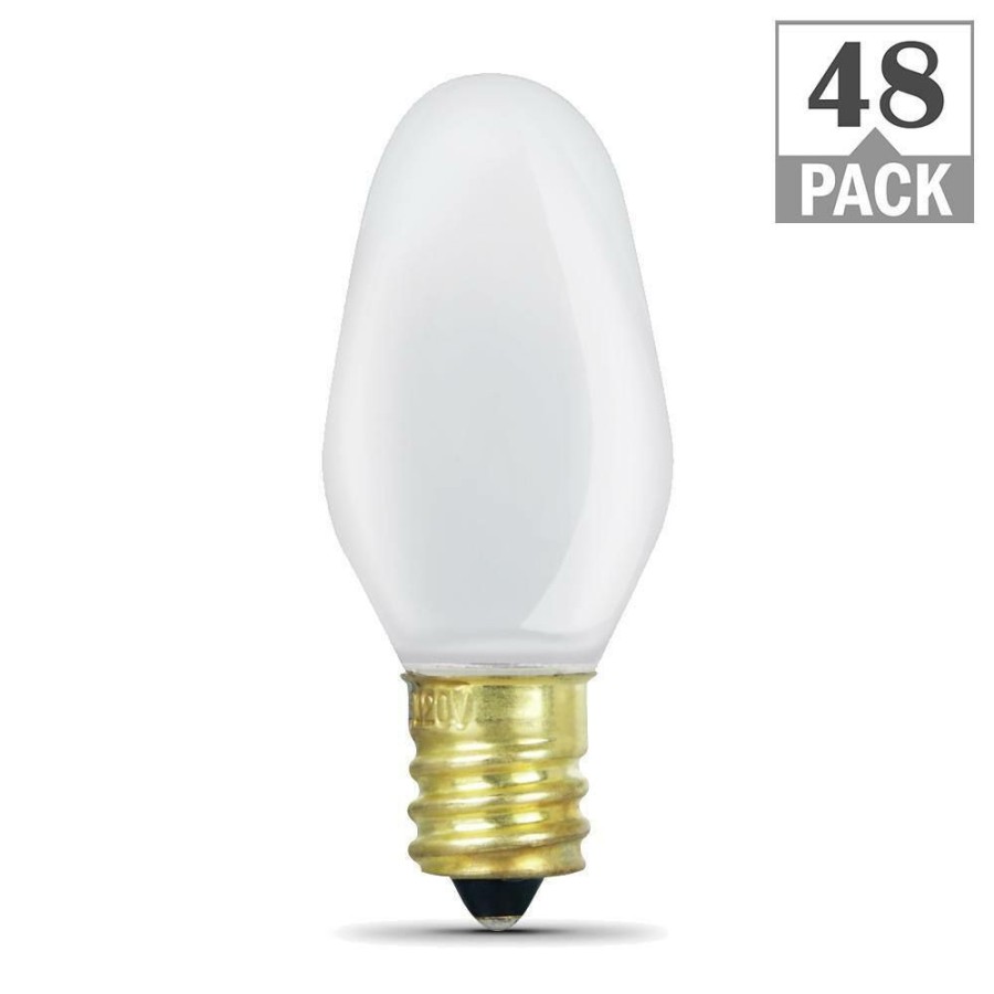 Garden Center * | 7-Watt Equivalent C7 2700K White Incandescent E12 Night Light Bulb (48-Pack) By Feit Electric