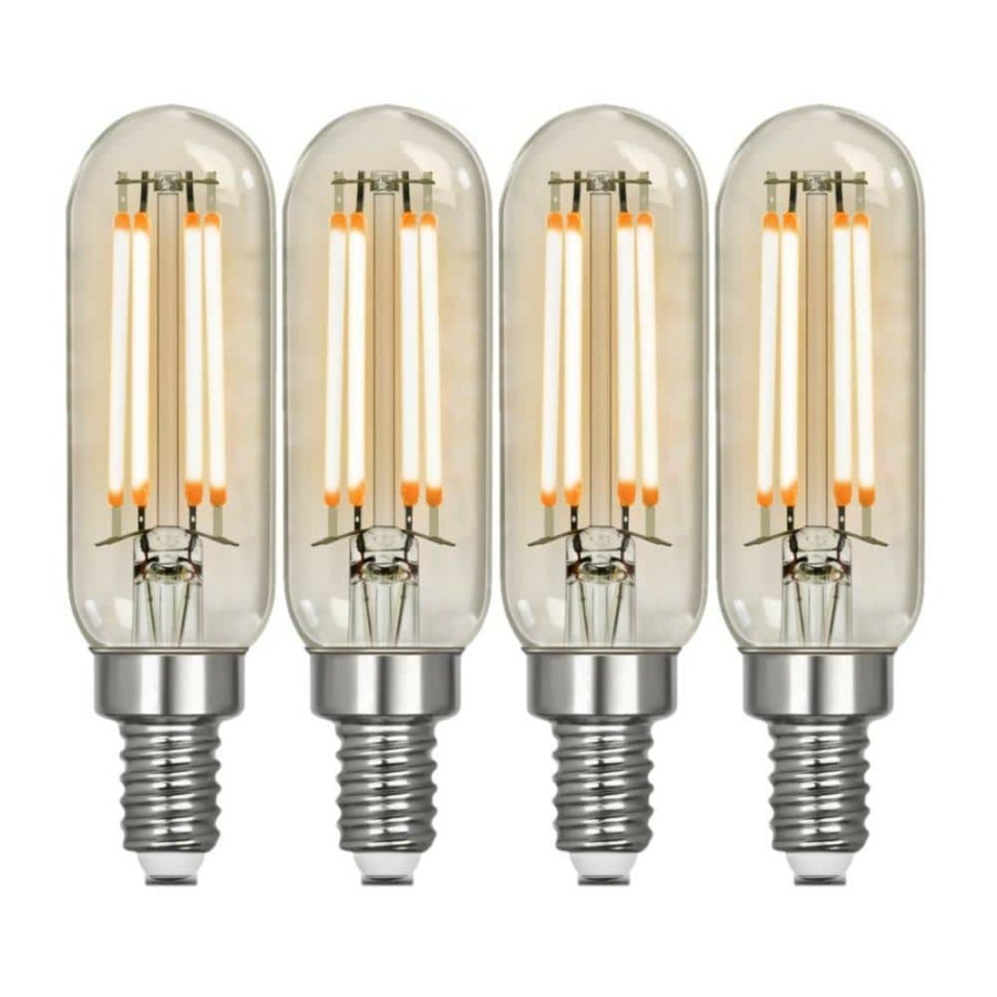 Light Bulbs * | 40-Watt Equivalent T6 Dimmable Straight Filament Clear Glass E12 Candelabra Vintage Led Light Bulb, Warm White (4-Pack) By Feit Electric