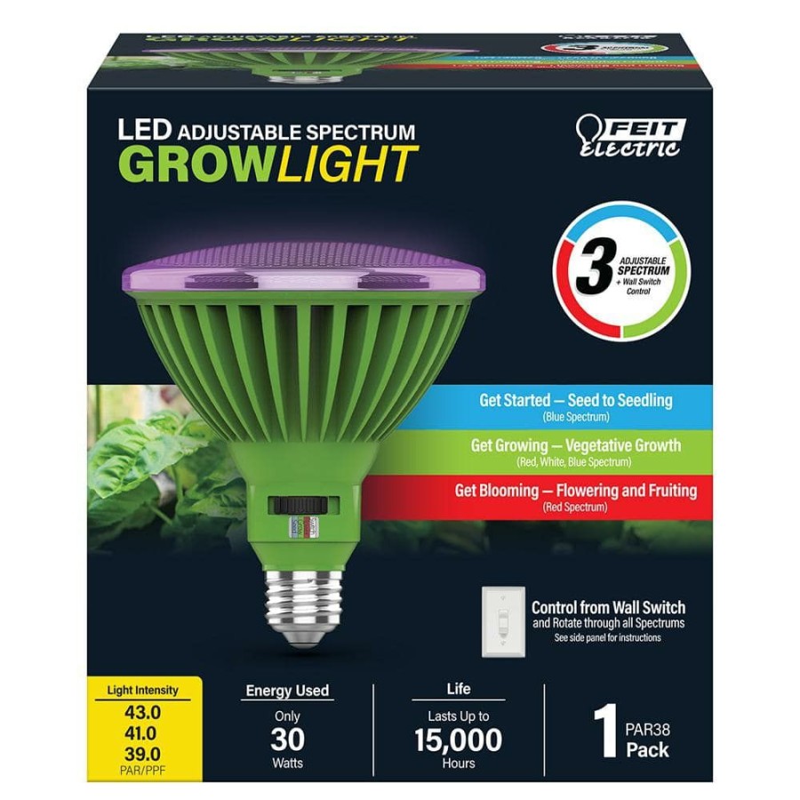 Light Bulbs * | 30-Watt Par38 Selectable Spectrum For Seeding, Growing And Blooming Indoor And Greenhouse E26 Plant Grow Led Light Bulb By Feit Electric