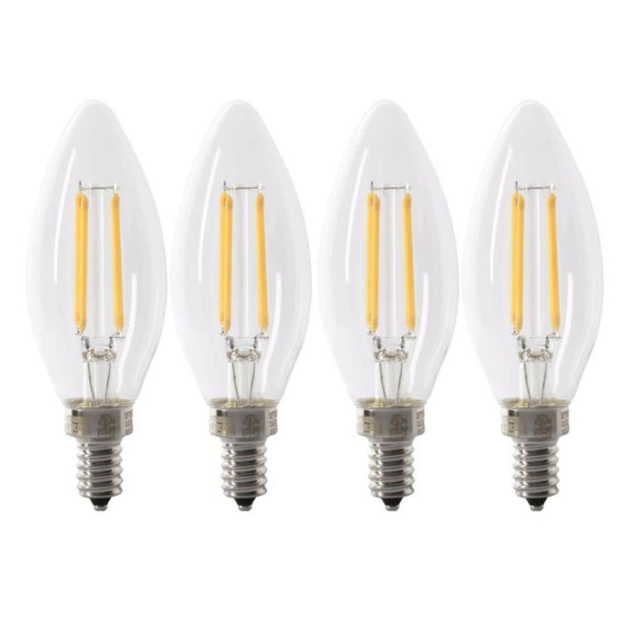 Light Bulbs * | 40-Watt Equivalent B10 E12 Candelabra Dimmable Filament Cec Clear Glass Chandelier Led Light Bulb Soft White (4-Pack) By Feit Electric