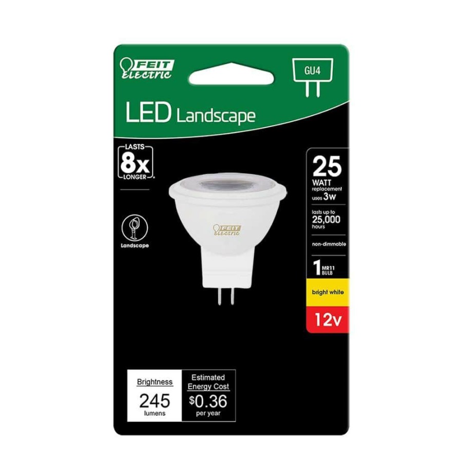 Light Bulbs * | 25-Watt Equivalent (3000K) Mr11 Gu4 Bi-Pin Cec 12-Volt Landscape Garden Led Light Bulb Bright White (1-Bulb) By Feit Electric