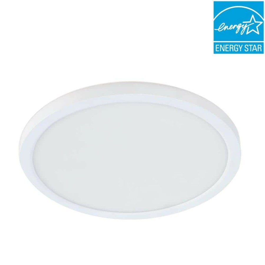 Commercial Lighting * | 7.5 In. 10.5-Watt Title 24 Dimmable White Integrated Led Round Flat Panel Ceiling Flush Mount With Color Change Cct By Feit Electric