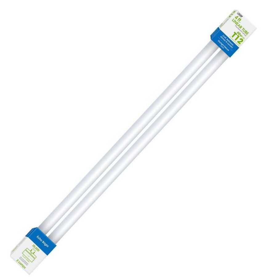 Light Bulbs * | 40-Watt 4 Ft. T12 G13 Linear Fluorescent Tube Light Bulb, Daylight Deluxe 6500K (2-Pack) By Feit Electric