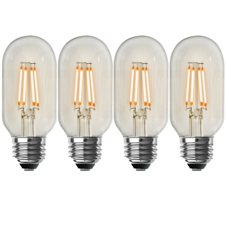 Light Bulbs * | 40-Watt Equivalent T14 Dimmable Straight Filament Clear Glass Vintage Edison Led Light Bulb, Warm White (4-Pack) By Feit Electric