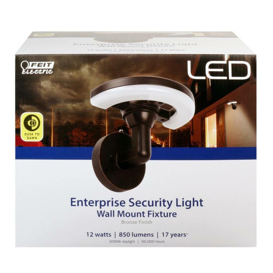 Outdoor Lighting * | 9 In. 12-Watt Integrated Led Bronze Enterprise Outdoor Wall Pack Light Security Dusk To Dawn Photocell Sensor By Feit Electric