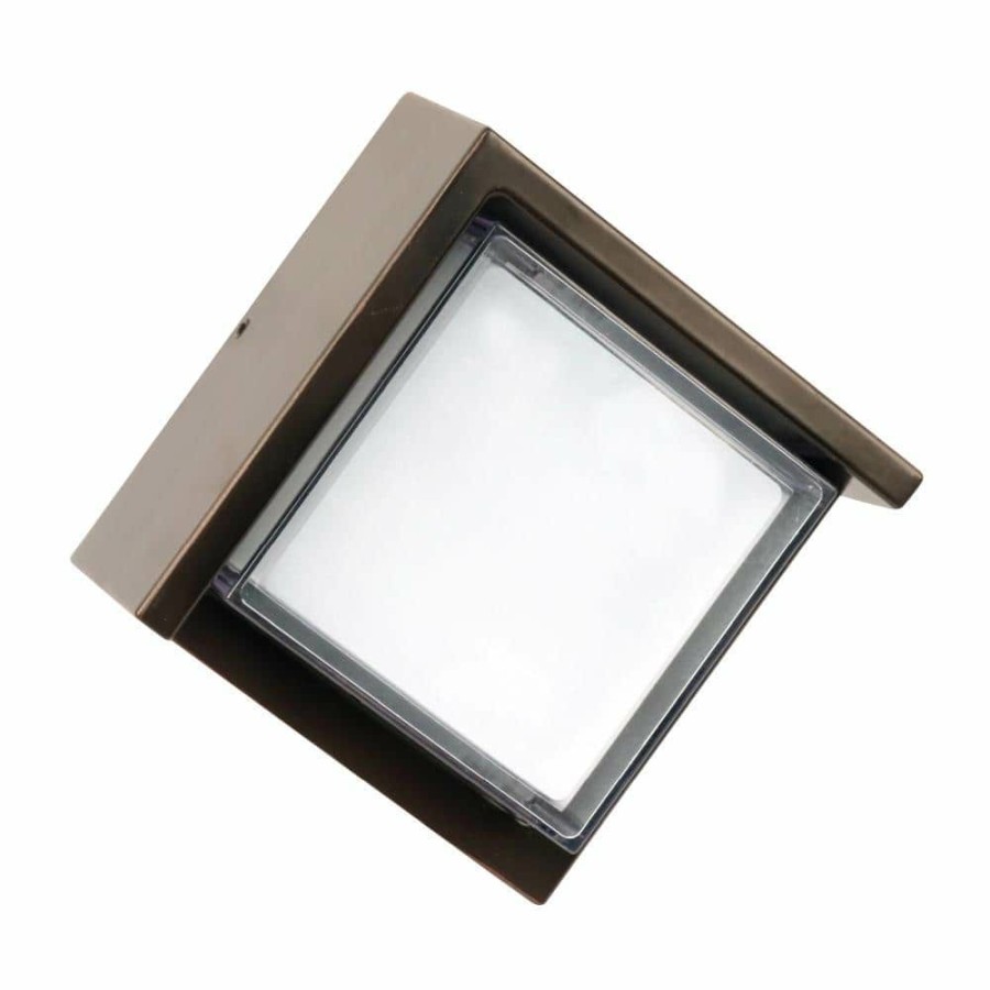 Outdoor Lighting * | 2.8 In. 8-Watt Integrated Led Bronze Outdoor Security Low Profile Dusk To Dawn Sensor Wall Pack Light By Feit Electric