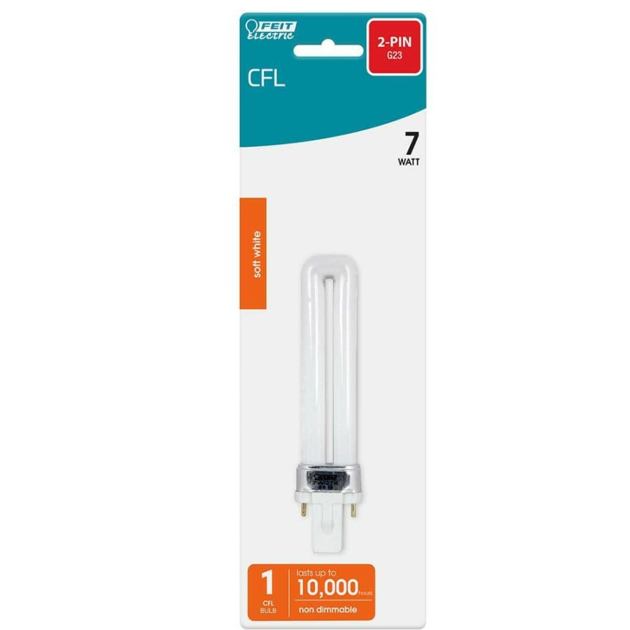 Light Bulbs * | 7-Watt Equivalent Pl Cflni Twin Tube 2-Pin G23 Base Compact Fluorescent Cfl Light Bulb, Soft White 2700K (1-Bulb) By Feit Electric