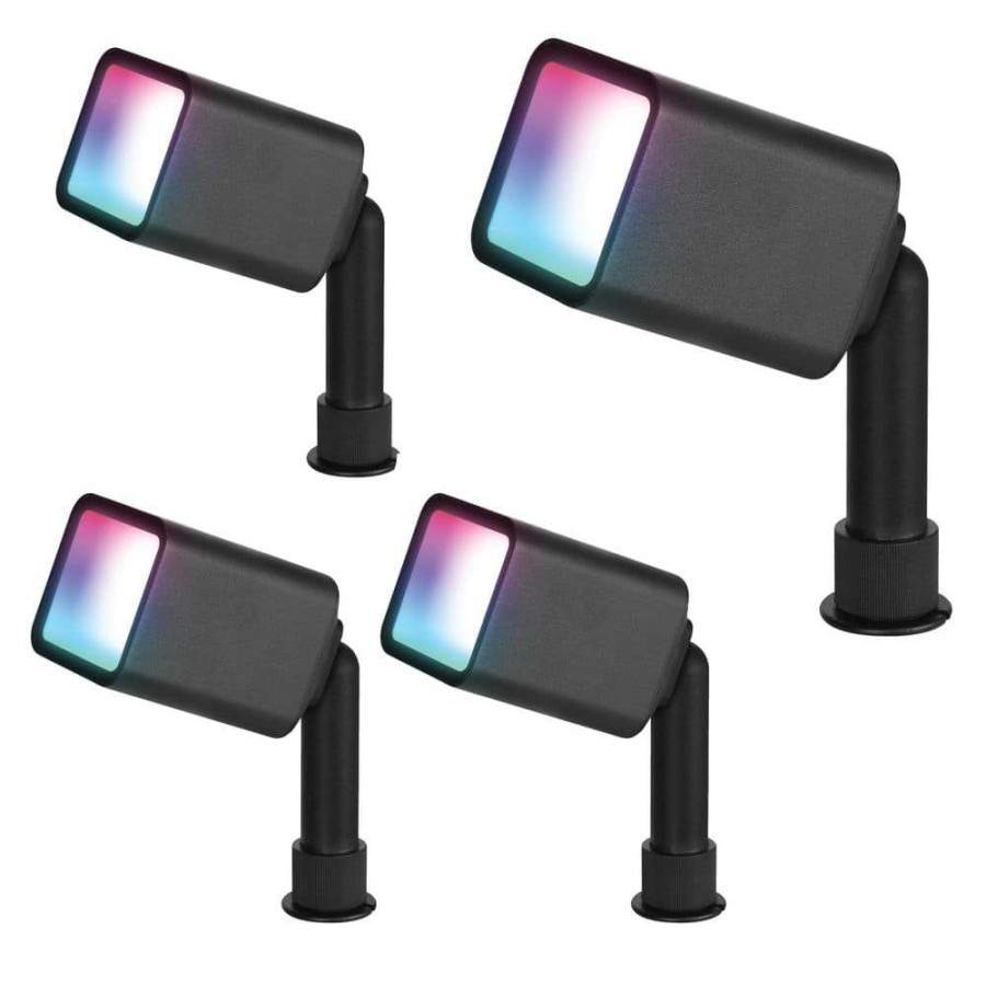 Outdoor Lighting * | 12-Volt 12-Watt Led Color And Tunable White Smart Home Wi-Fi Connected Wireless Landscape Light No Hub Required (4-Pack) By Feit Electric