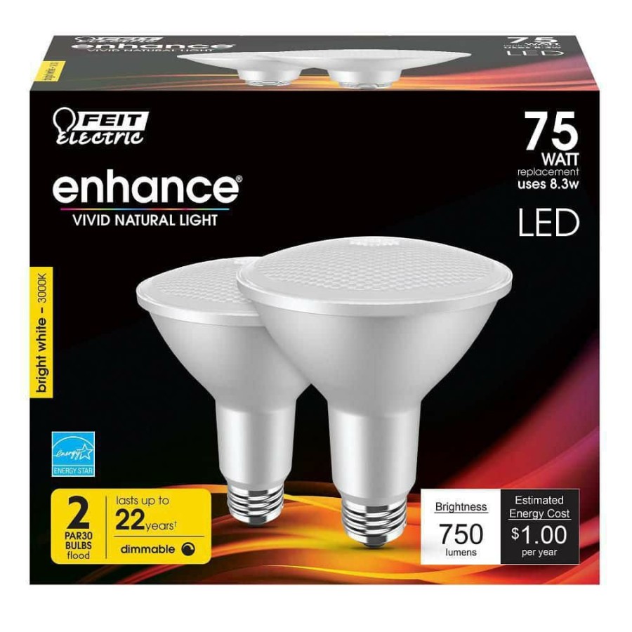 Light Bulbs * | 75-Watt Equivalent Par30 Dimmable Cec Compliant Led Energy Star 90+ Cri Flood Light Bulb Bright White (24-Pack) By Feit Electric