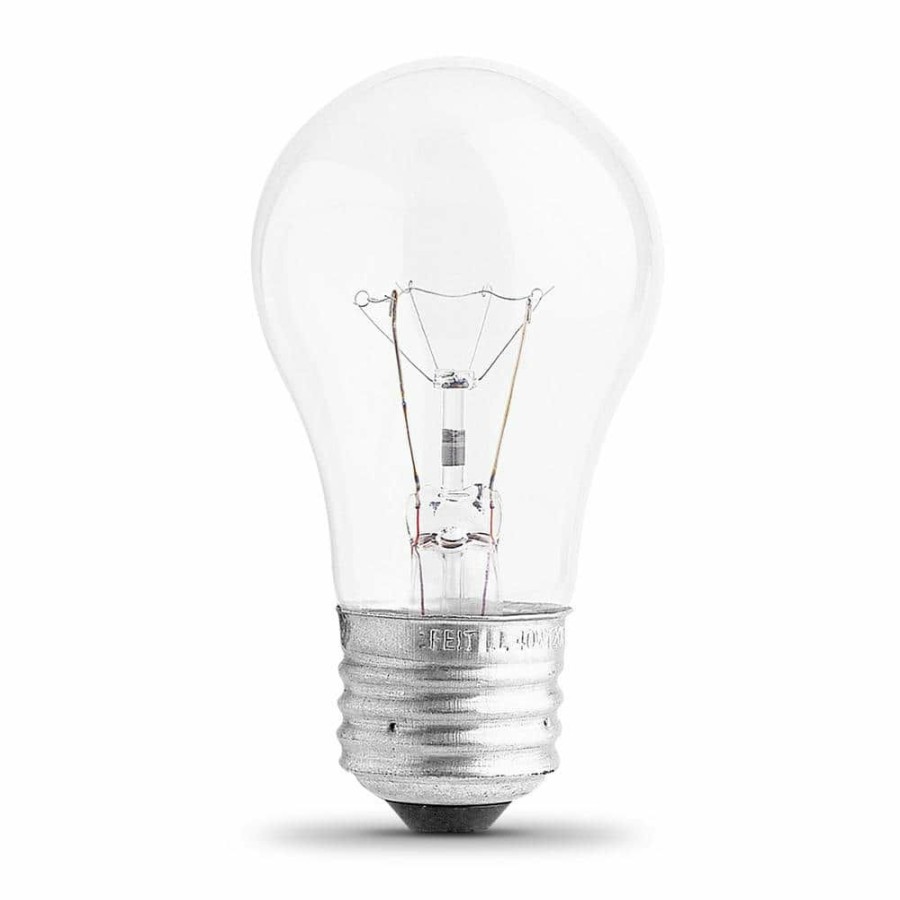 Light Bulbs * | 40-Watt Soft White (2700K) A15 Clear Glass E26 Base Dimmable Incandescent Appliance Light Bulb By Feit Electric