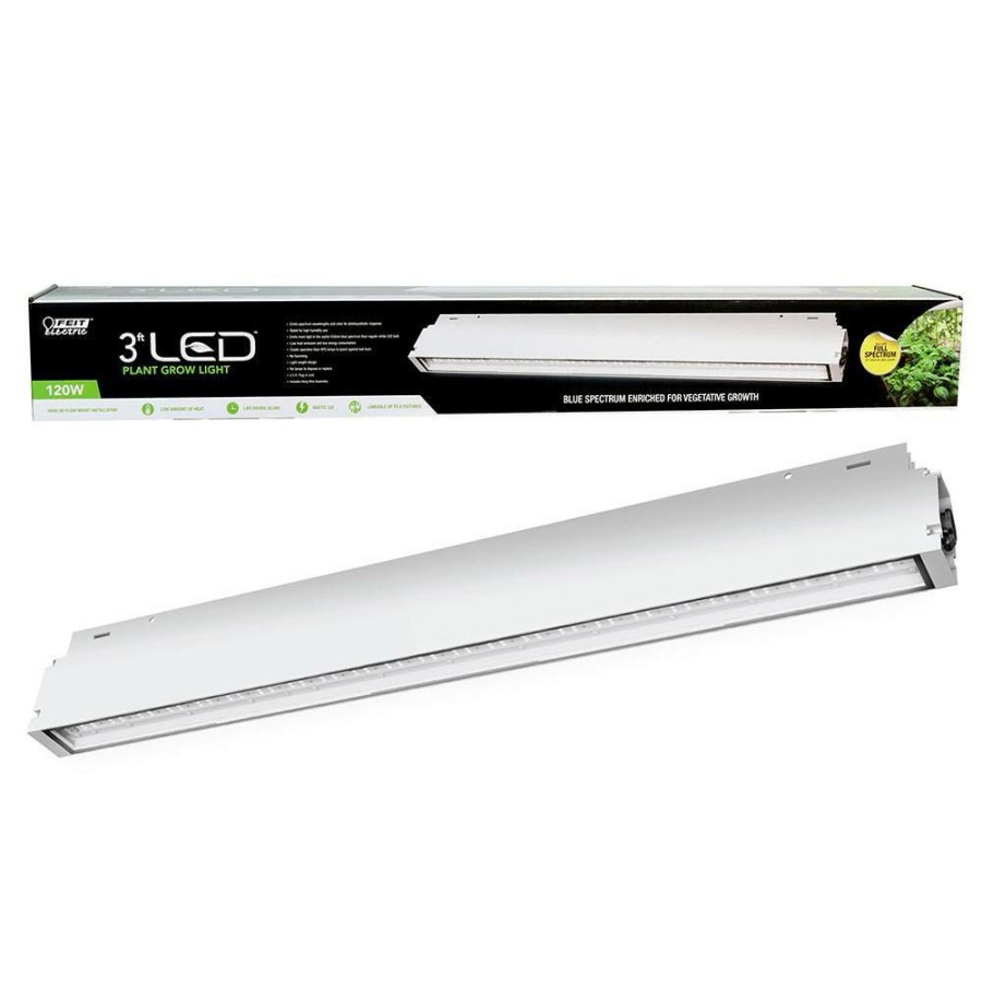 Commercial Lighting * | 3 Ft. 120-Watt Heavy-Duty White Full Spectrum Led Hydroponic Indoor And Outdoor Linkable Vertical Grow Light Fixture By Feit Electric