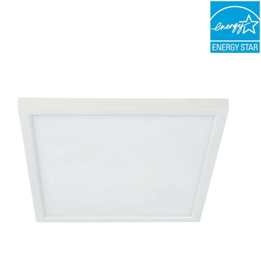 Commercial Lighting * | 7.5 In. 10.5-Watt Title 24 Dimmable White Integrated Led Square Flat Panel Ceiling Flush Mount With Color Change Cct By Feit Electric