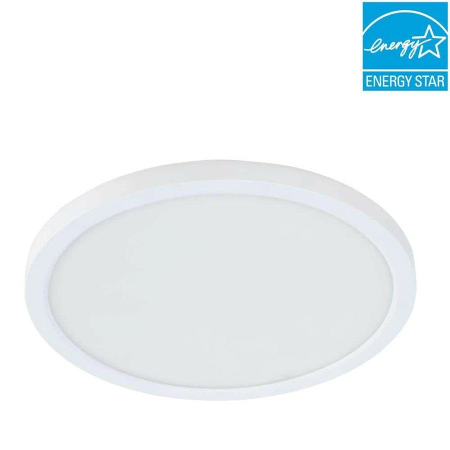 Commercial Lighting * | 5 In. 8-Watt Title 24 Dimmable White Integrated Led Round Flat Panel Ceiling Flush Mount With Color Change Cct By Feit Electric