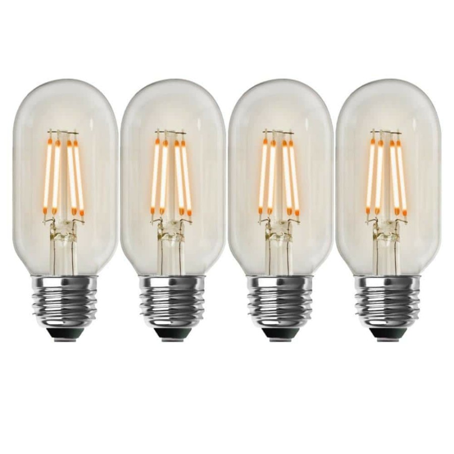 Light Bulbs * | 40-Watt Equivalent T14 Dimmable Straight Filament Clear Glass Vintage Edison Led Light Bulb, Soft White (4-Pack) By Feit Electric