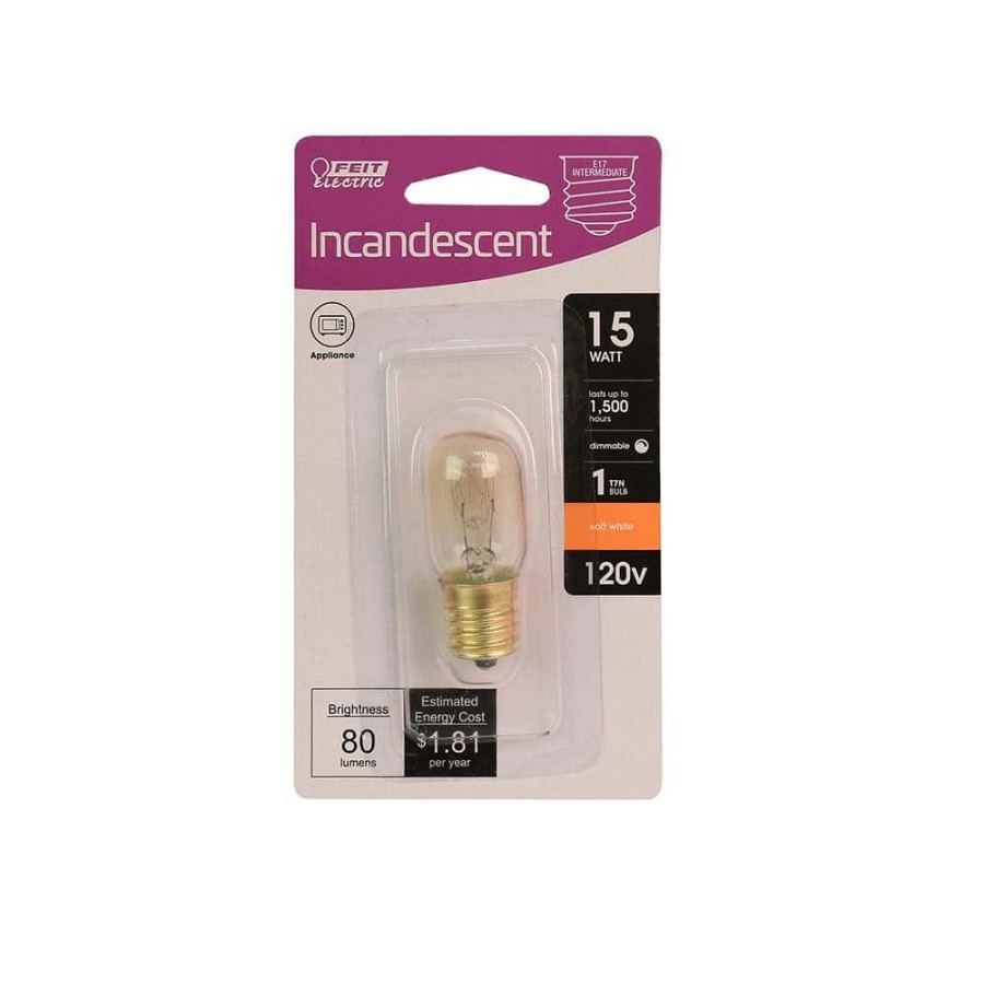 Light Bulbs * | 15-Watt T7N Dimmable Intermediate E17 Base Incandescent Appliance Light Bulb, Soft White 2700K By Feit Electric