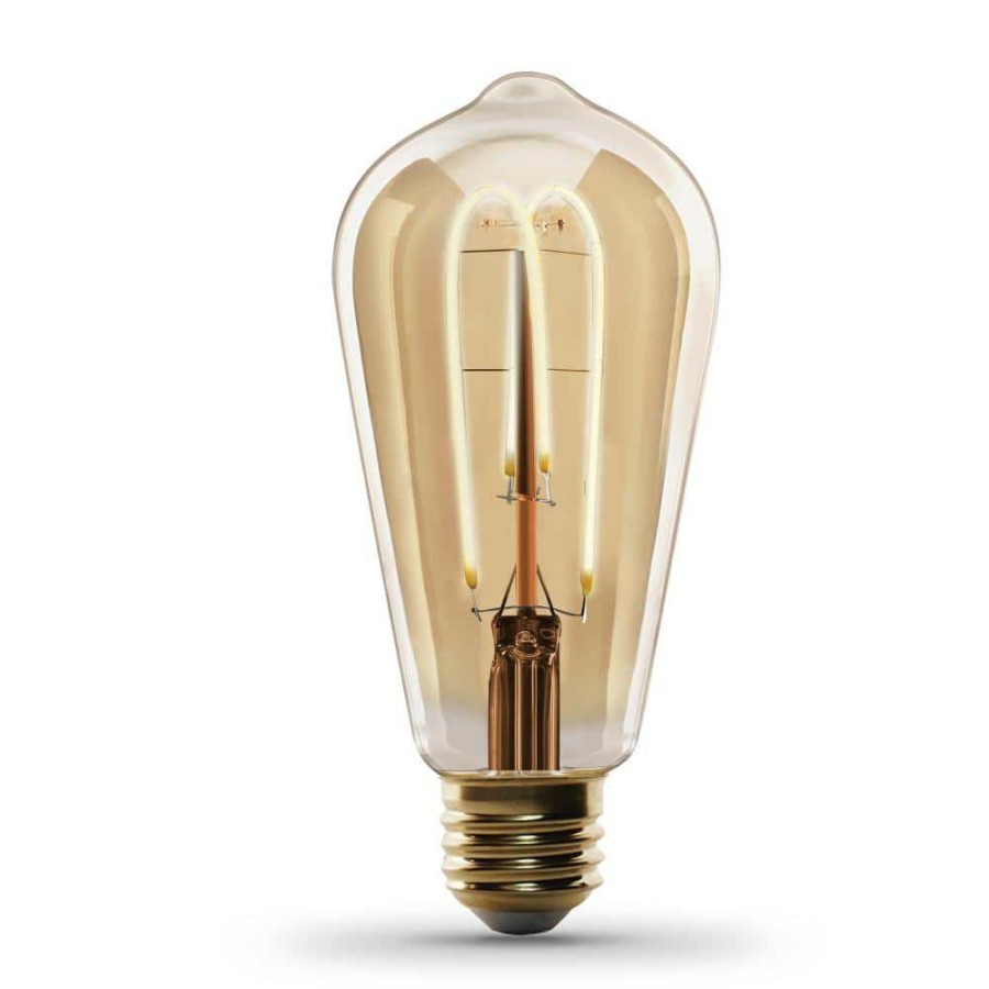 Light Bulbs * | 40-Watt Equivalent St19 Dimmable M Shape Filament Amber Glass Vintage Edison Led Light Bulb, Warm White By Feit Electric