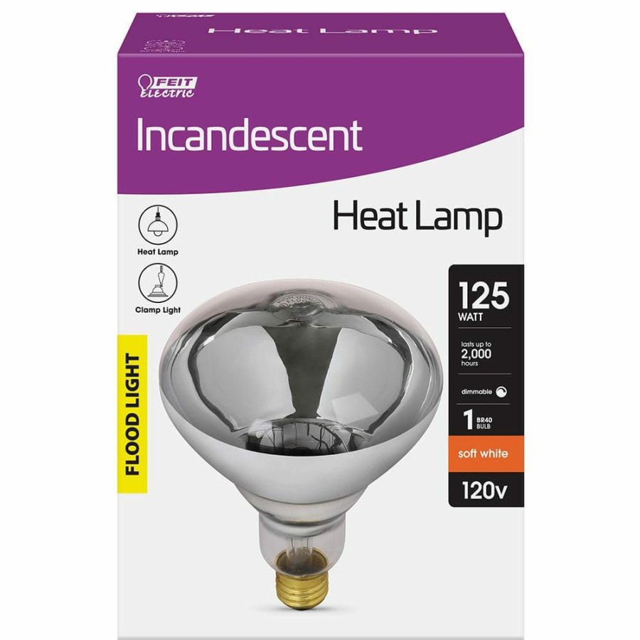 Light Bulbs * | 125-Watt Clear Br40 Dimmable Incandescent 120-Volt Infrared Heat Lamp Light Bulb (1-Bulb) By Feit Electric