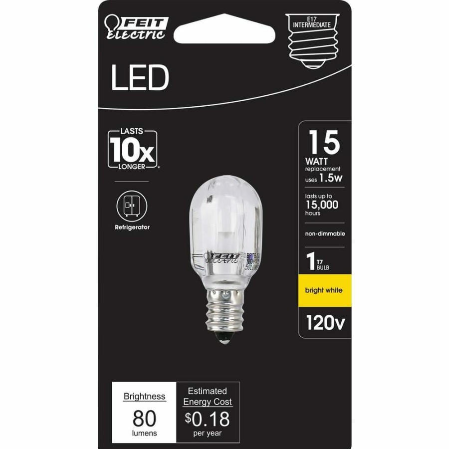 Light Bulbs * | 15-Watt Equivalent Bright White (3000K) T7 Intermediate E17 Base Appliance Led Light Bulb (1-Bulb) By Feit Electric