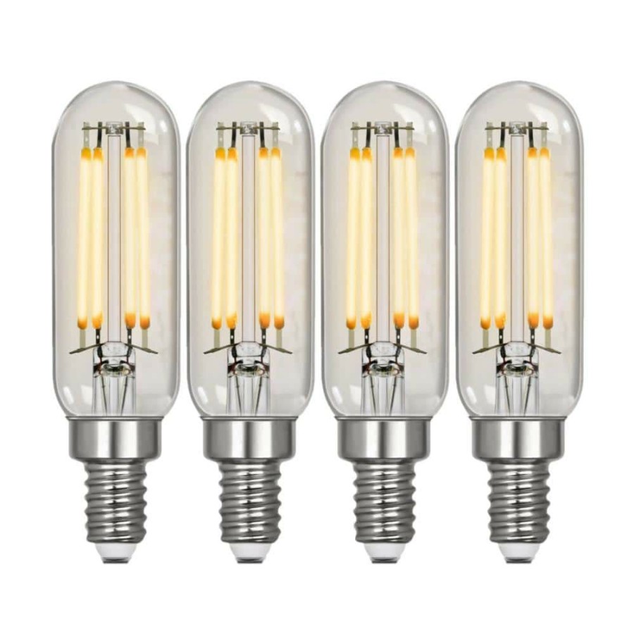 Light Bulbs * | 40-Watt Equivalent T6 Dimmable Straight Filament Clear Glass E12 Candelabra Vintage Led Light Bulb, Soft White (4-Pack) By Feit Electric