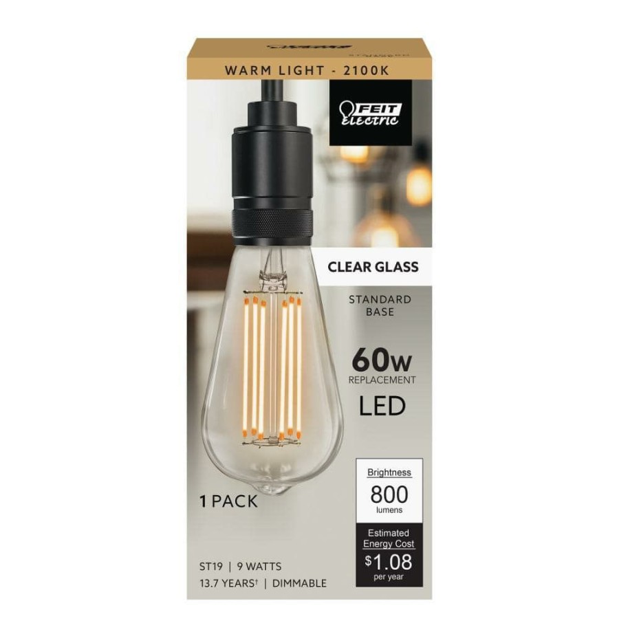 Light Bulbs * | 60-Watt Equivalent St19 Dimmable Cage Filament Clear Glass E26 Vintage Edison Led Light Bulb, Warm White By Feit Electric