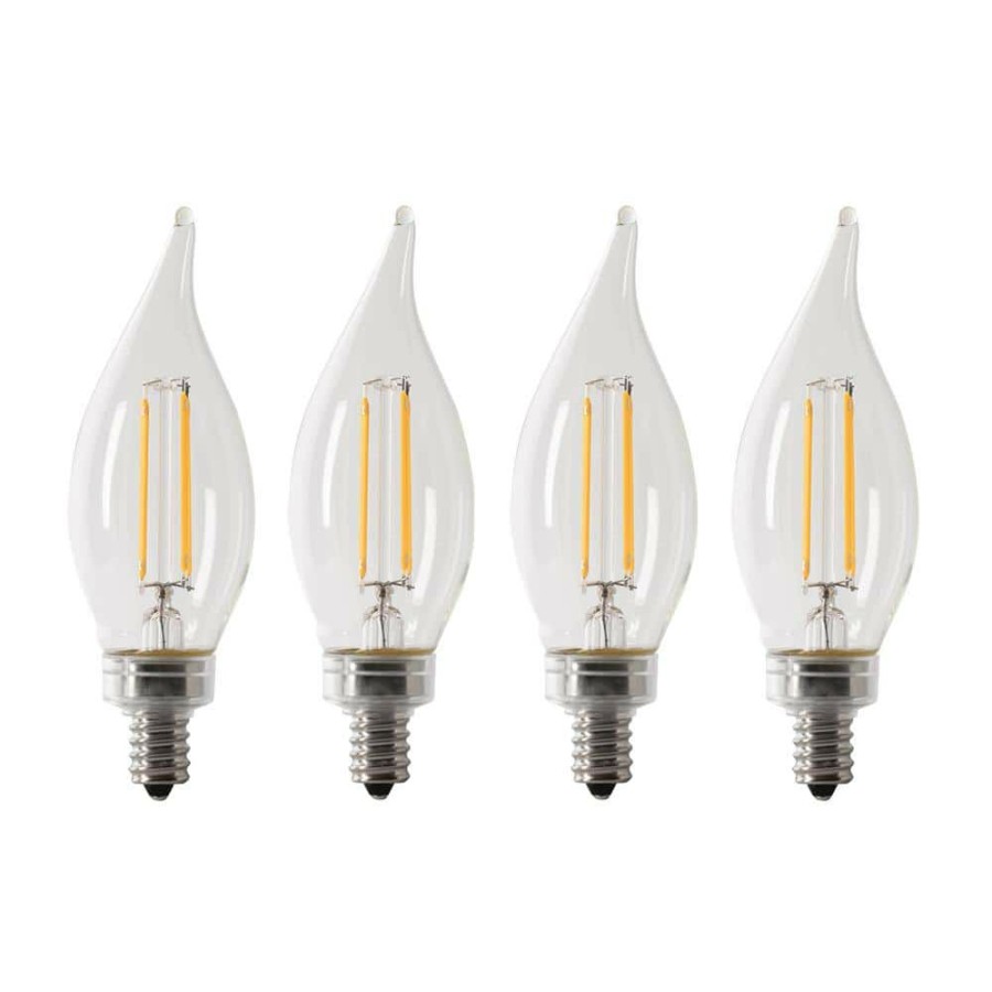 Light Bulbs * | 40-Watt Equivalent Ba10 E12 Candelabra Dimmable Filament Cec Clear Chandelier Led Light Bulb Daylight 5000K (4-Pack) By Feit Electric