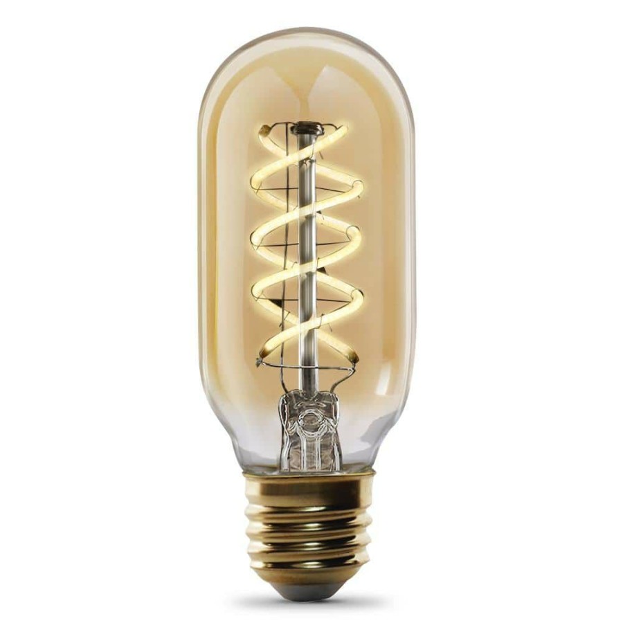 Light Bulbs * | 40-Watt Equivalent T14 Dimmable Spiral Filament Amber Glass E26 Vintage Edison Led Light Bulb, Warm White By Feit Electric