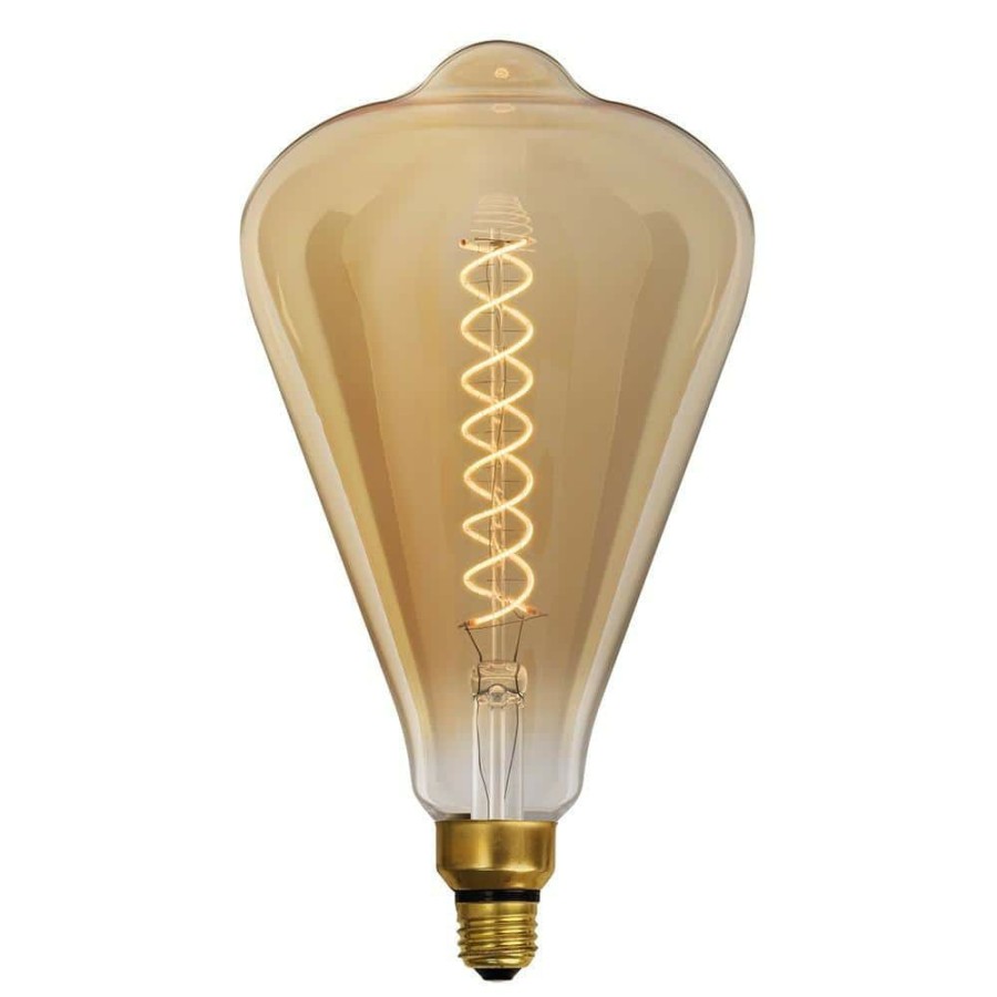 Light Bulbs * | 60-Watt Equivalent St52 Dimmable Spiral Filament Oversized Amber Glass E26 Led Vintage Edison Light Bulb Warm White By Feit Electric