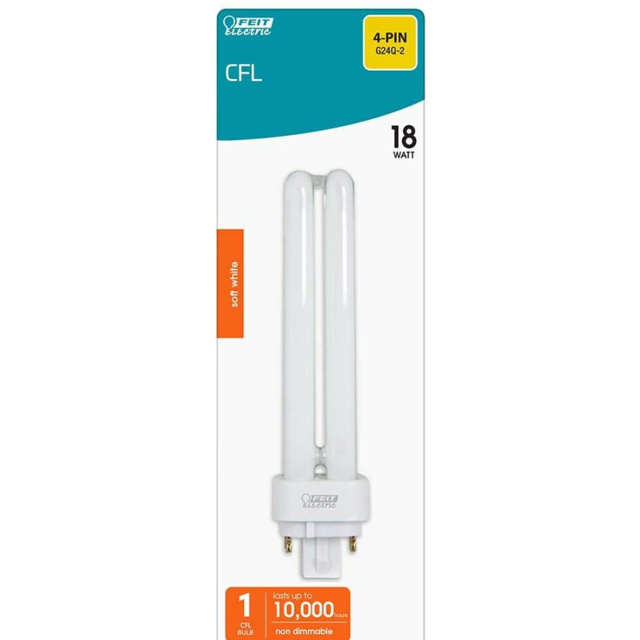 Light Bulbs * | 18-Watt Equivalent Pl Cflni Quad Tube 4-Pin G24Q-2 Base Compact Fluorescent Cfl Light Bulb, Soft White 2700K (1-Bulb) By Feit Electric