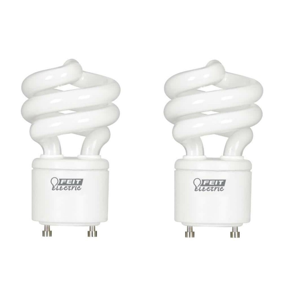 Light Bulbs * | 60-Watt Equivalent T3 Spiral Non-Dimmable Gu24 Base Compact Fluorescent Cfl Light Bulb, Daylight 5000K (2-Pack) By Feit Electric