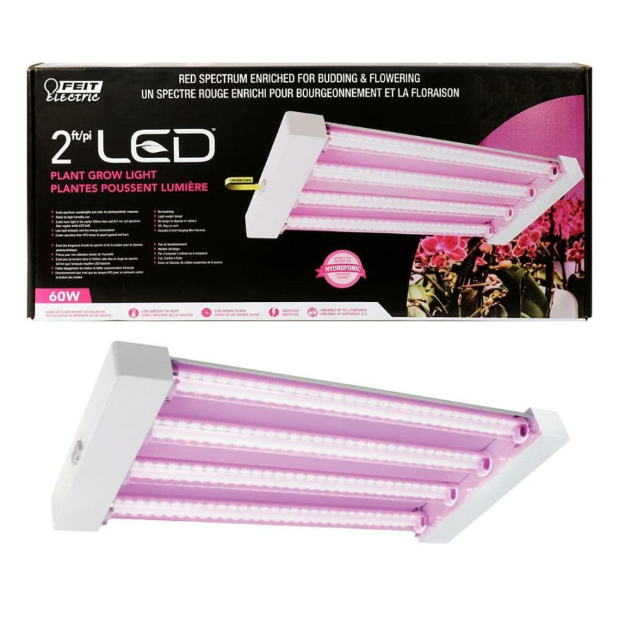 Garden Center * | 2 Ft. 4-Light 60-Watt White Led Hydroponic Non-Dimmable Indoor And Outdoor Linkable Plant Grow Light Fixture, Daylight By Feit Electric