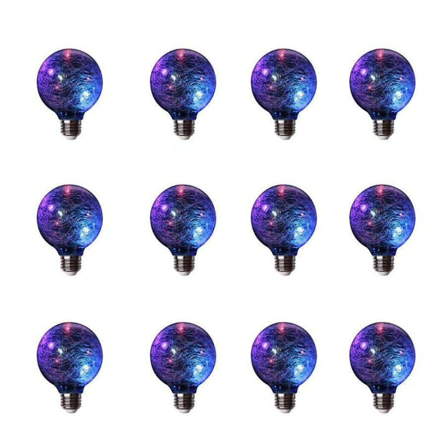 Cabinet Lights * | 11-Watt Equivalent G25 Fairy Light Crackle Glass Led Light Bulb Multi-Color (12-Pack) By Feit Electric