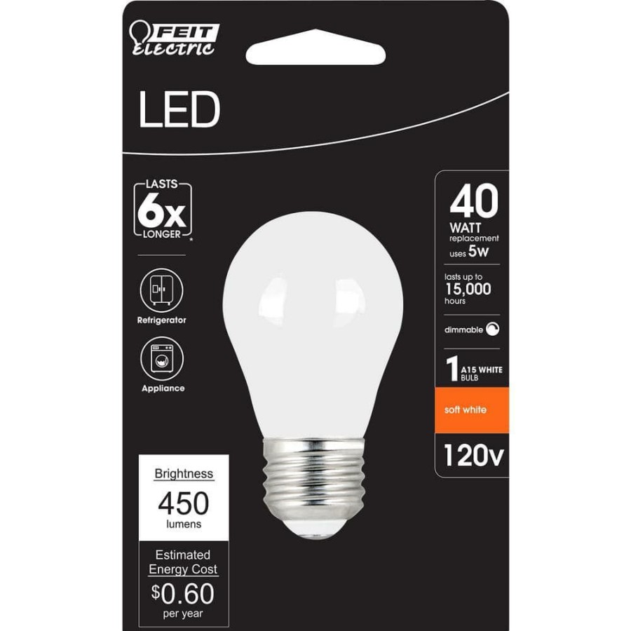 Light Bulbs * | 40-Watt Equivalent A15 Frosted Glass E26 Base Appliance Led Light Bulb, Soft White 2700K By Feit Electric