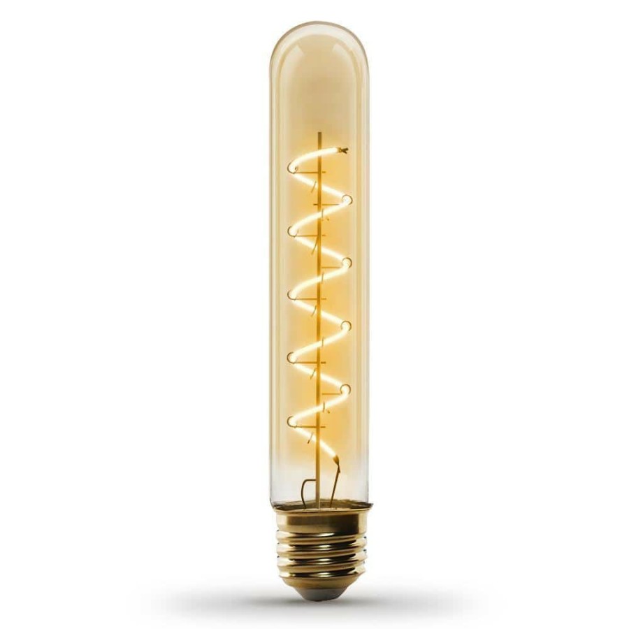 Light Bulbs * | 25-Watt Equivalent T10 Dimmable Spiral Filament Large Amber Glass E26 Vintage Edison Led Light Bulb, Warm White By Feit Electric